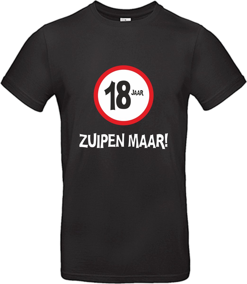 T-shirt 18 jaar zuipen maar | Verjaardag 18 jaar | 3XL Zwart